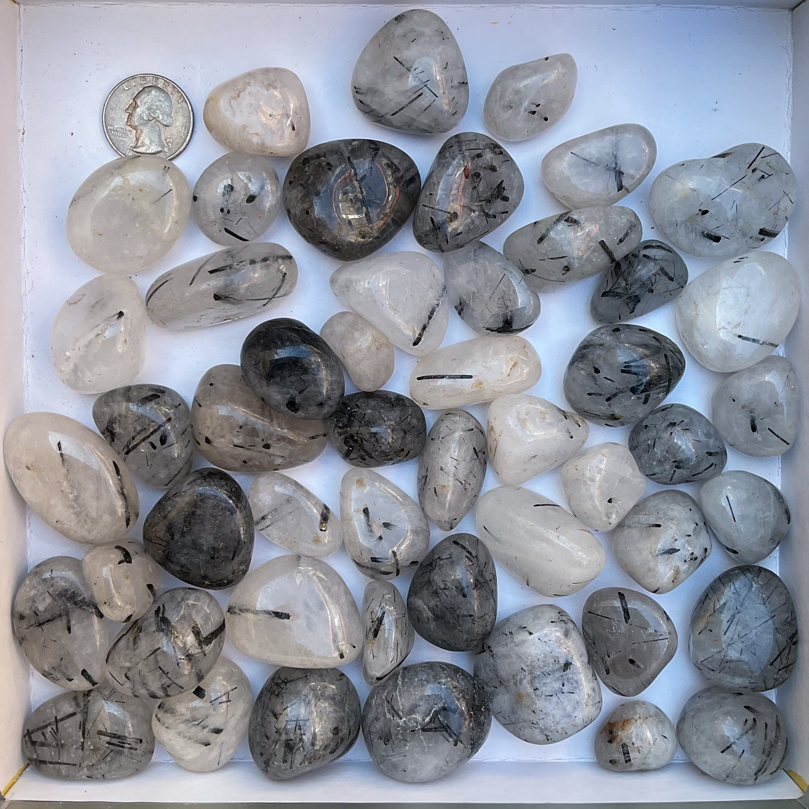 Wholesale tumbled stones bulk lot in tourmaline quartz