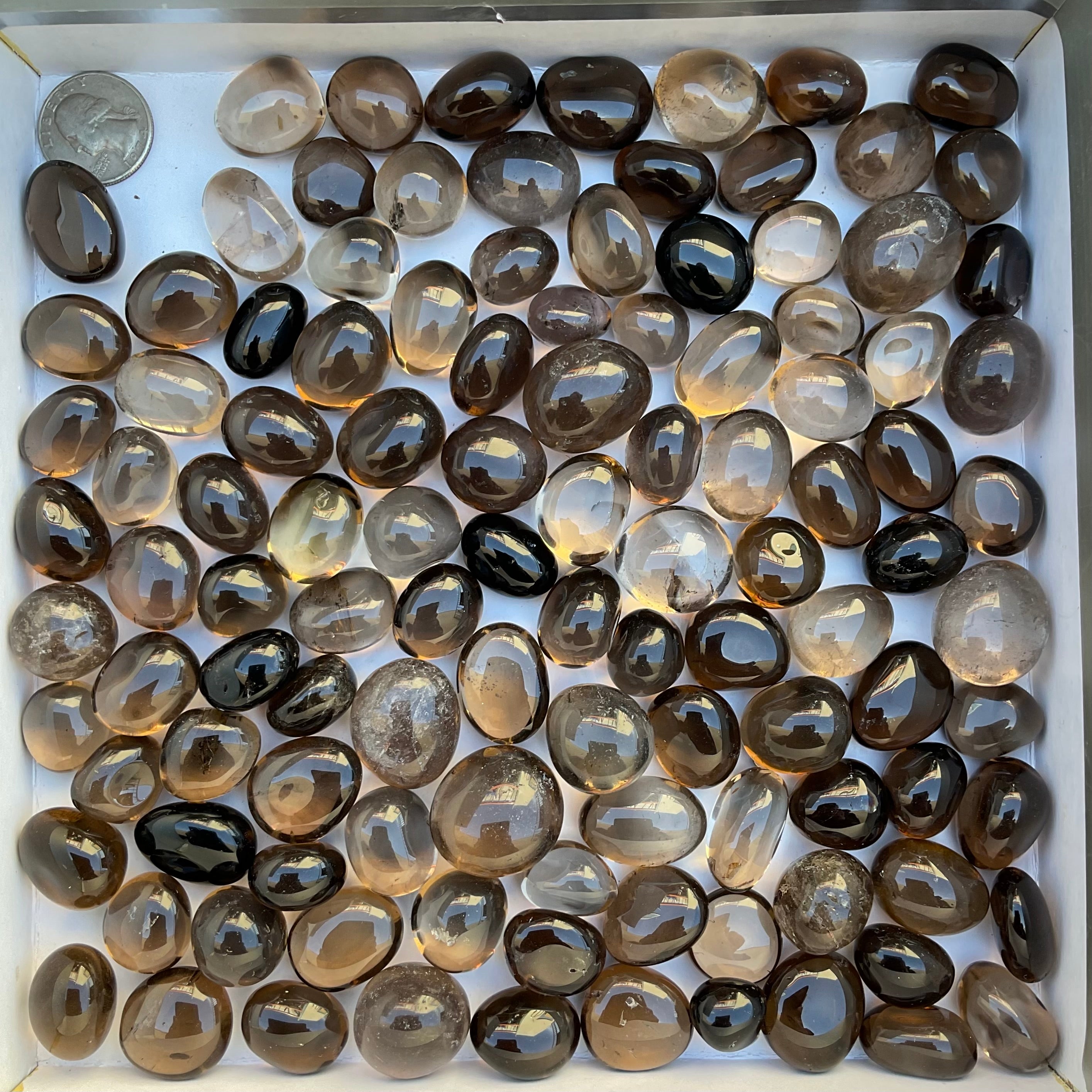 Wholesale tumbled stones bulk lot in smoky quartz