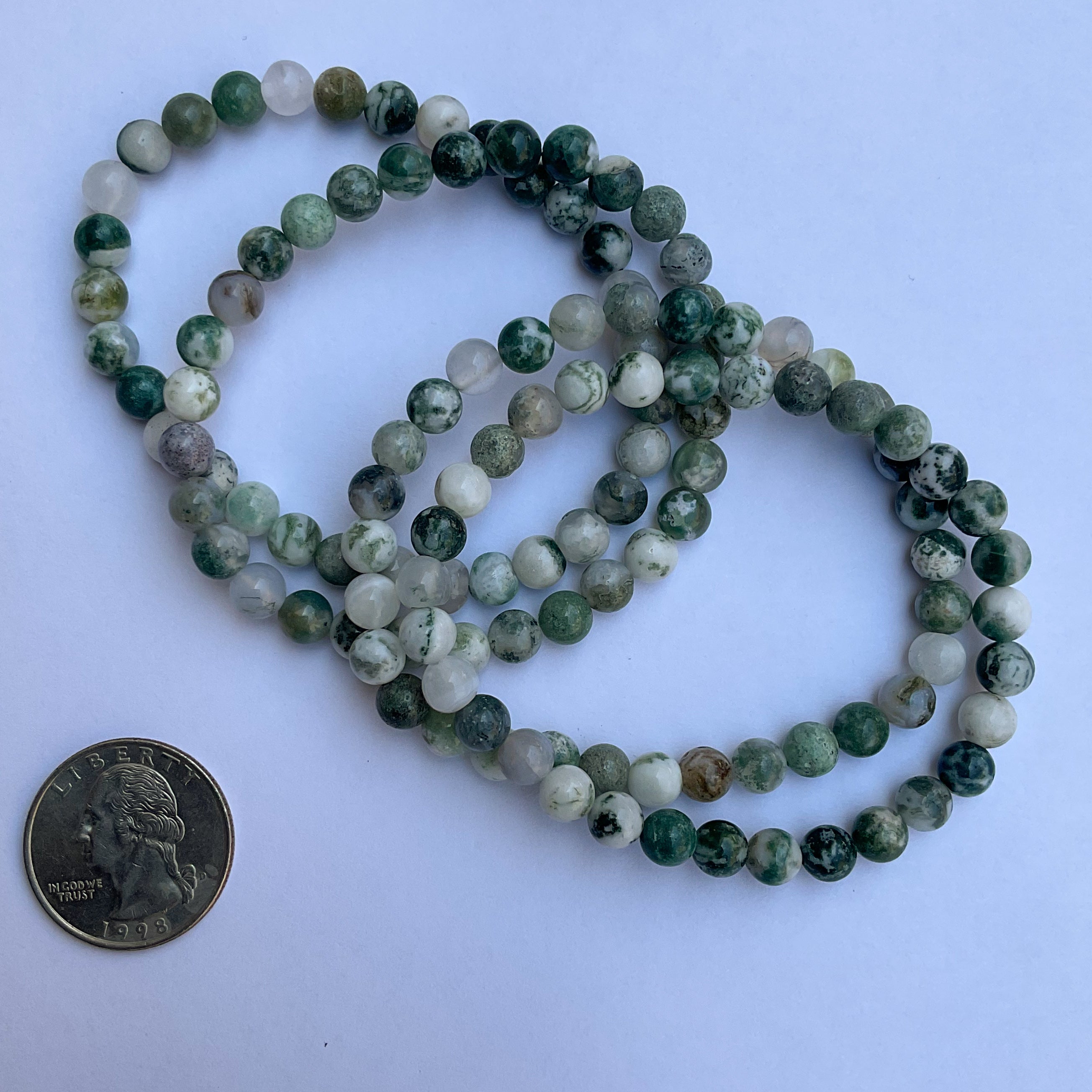 Wholesale crystal bracelets in Moss agate