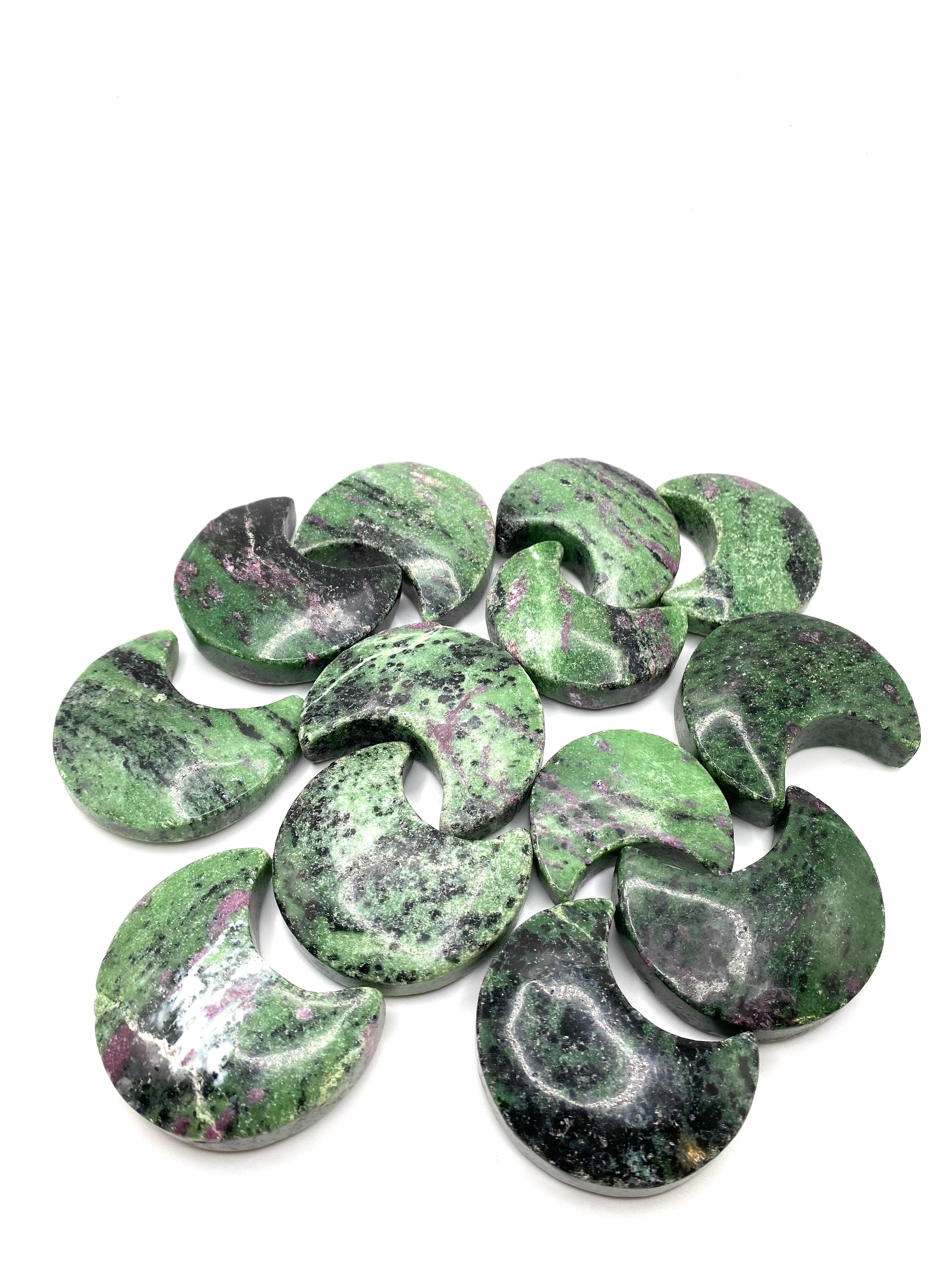 Ruby In Zoisite Carved Moons | Wholesale