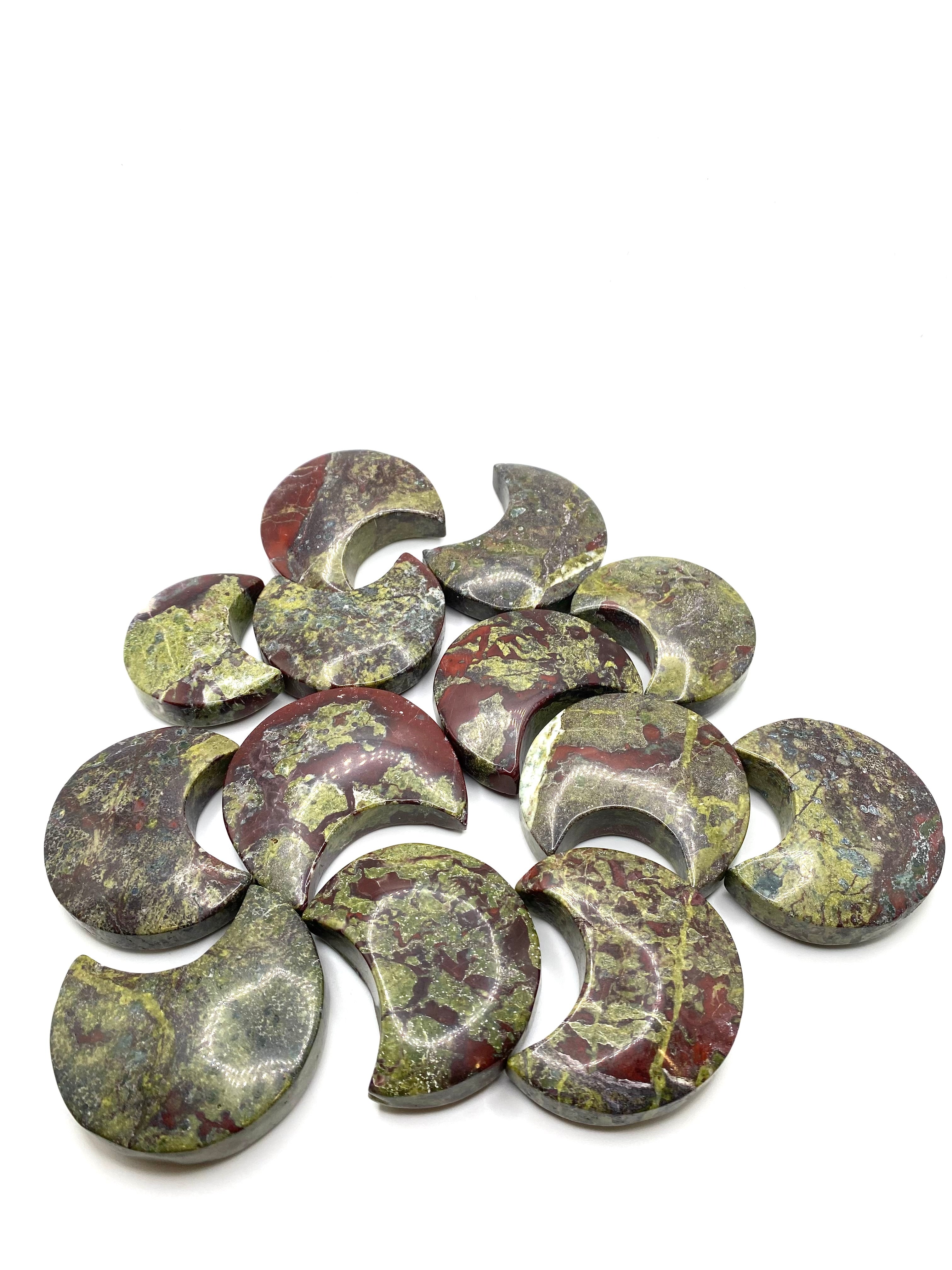 Dragons Blood Jasper Carved Moons | Wholesale