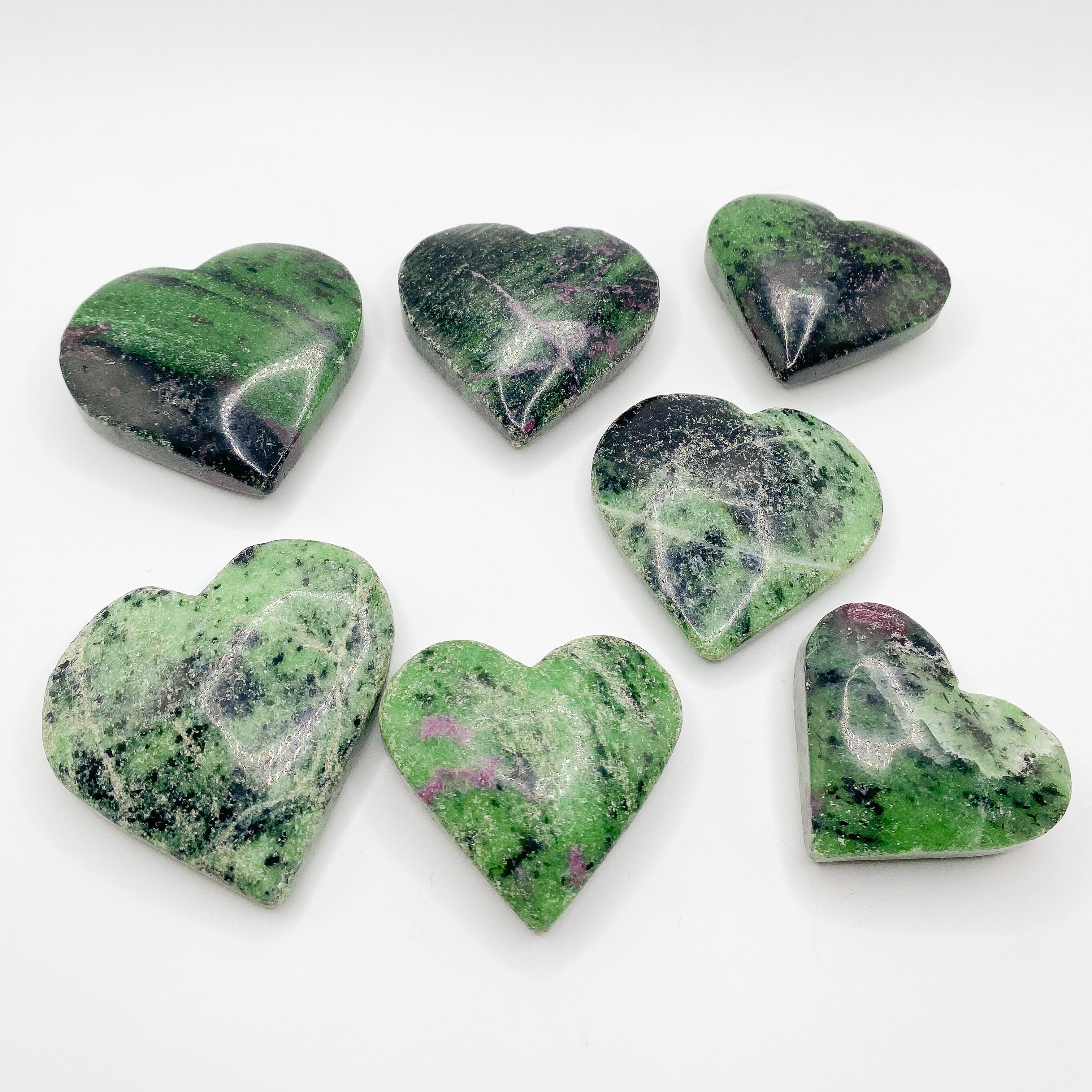 Ruby In Zoisite Carved Hearts | Wholesale
