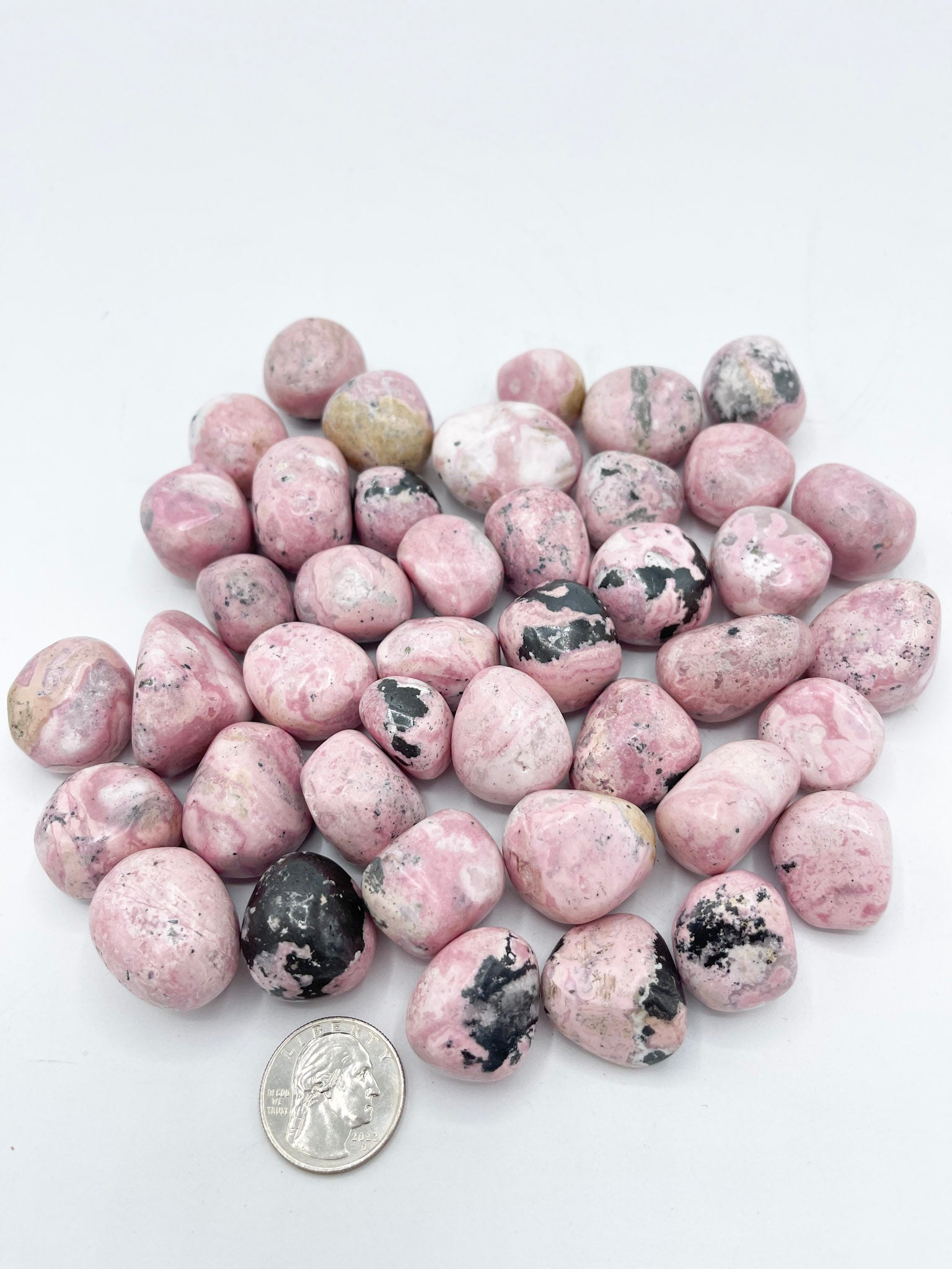 Wholesale rhodonite tumbled stones bulk 1kg lot