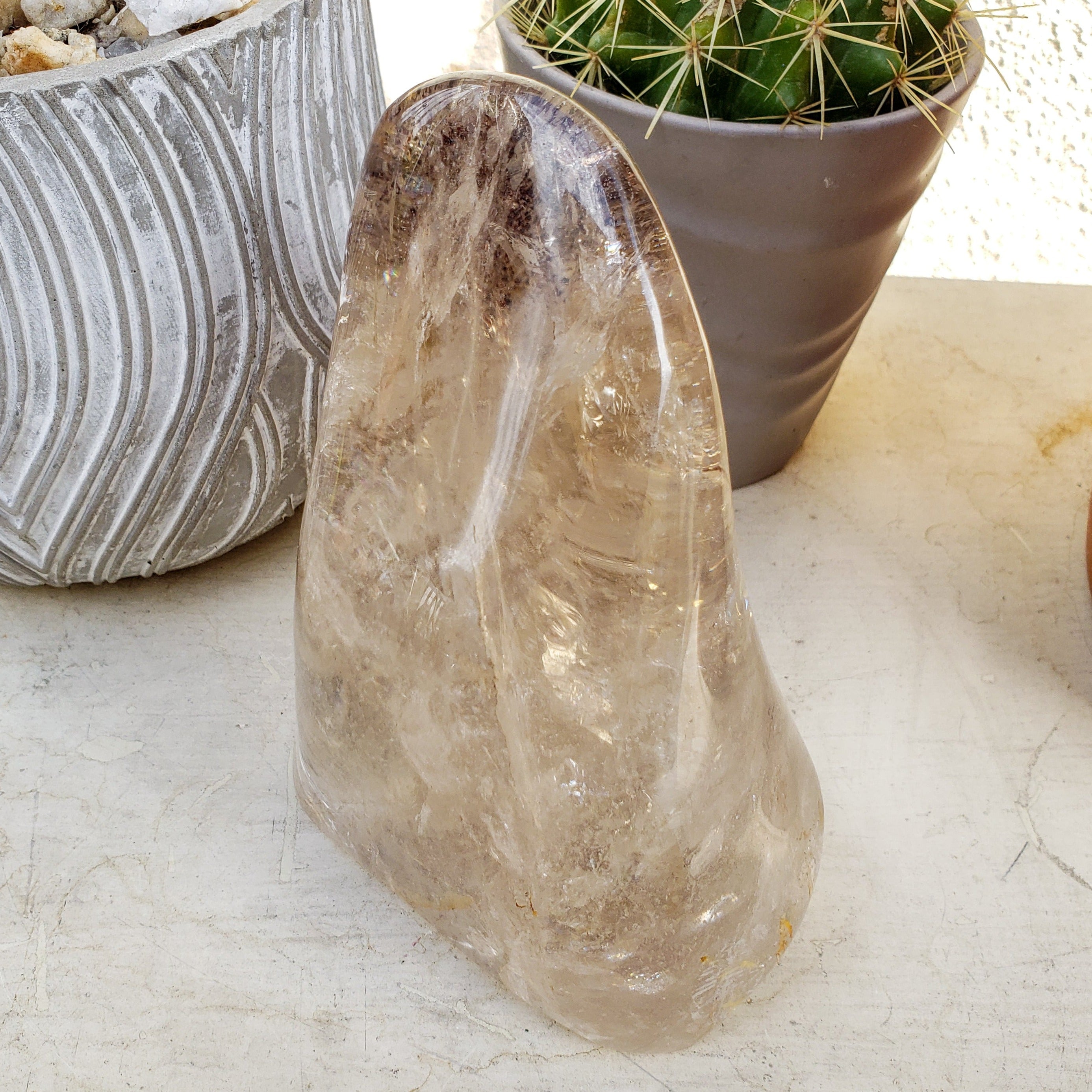 Clear Quartz Crystal With Red Hematite Phantom | Free Form - C