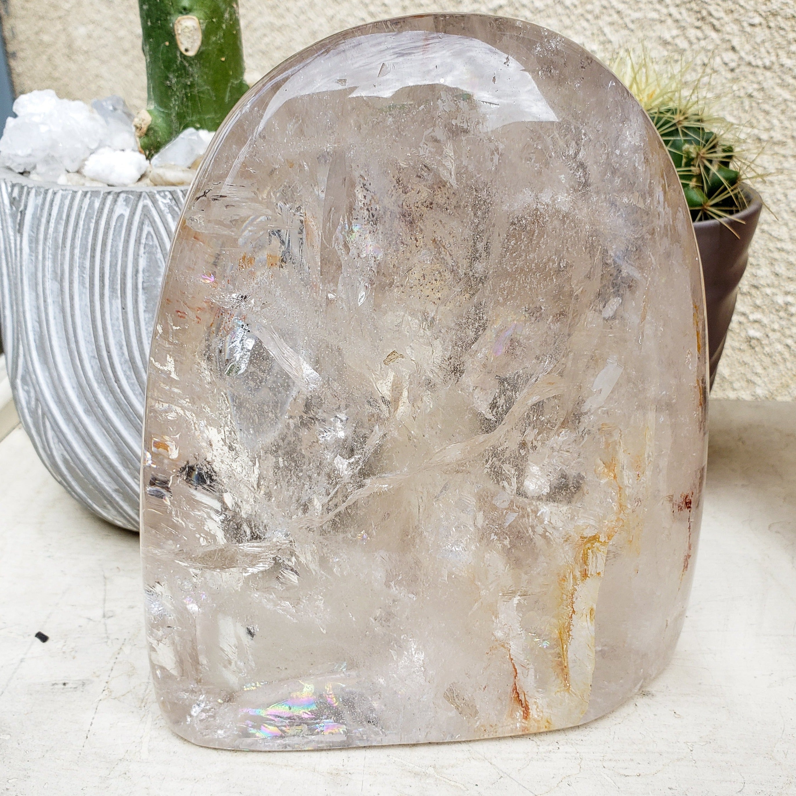 Clear Quartz Crystal Red Hematite Phantom | Free Form - F