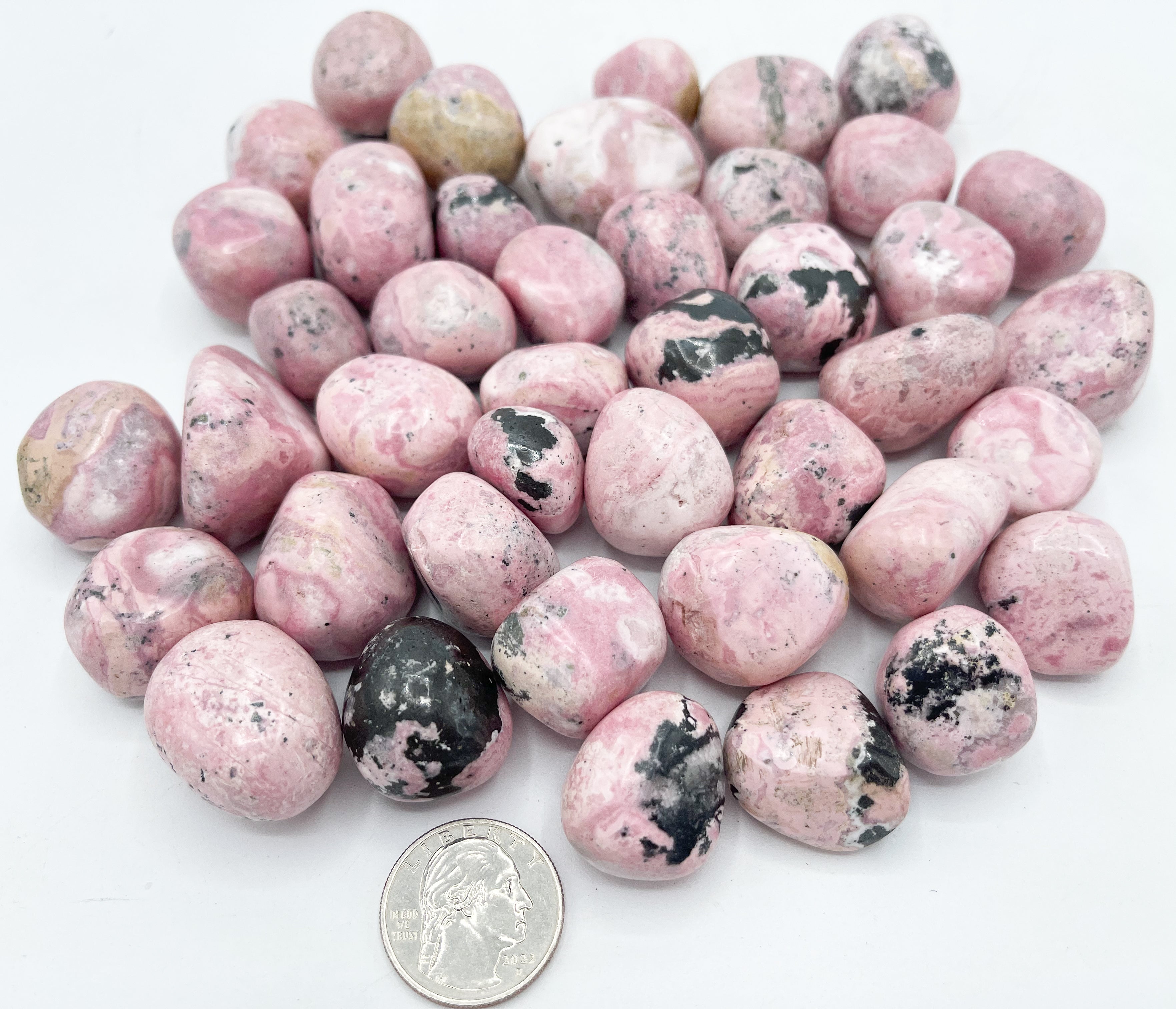 Wholesale rhodonite tumbled stones bulk 1kg lot