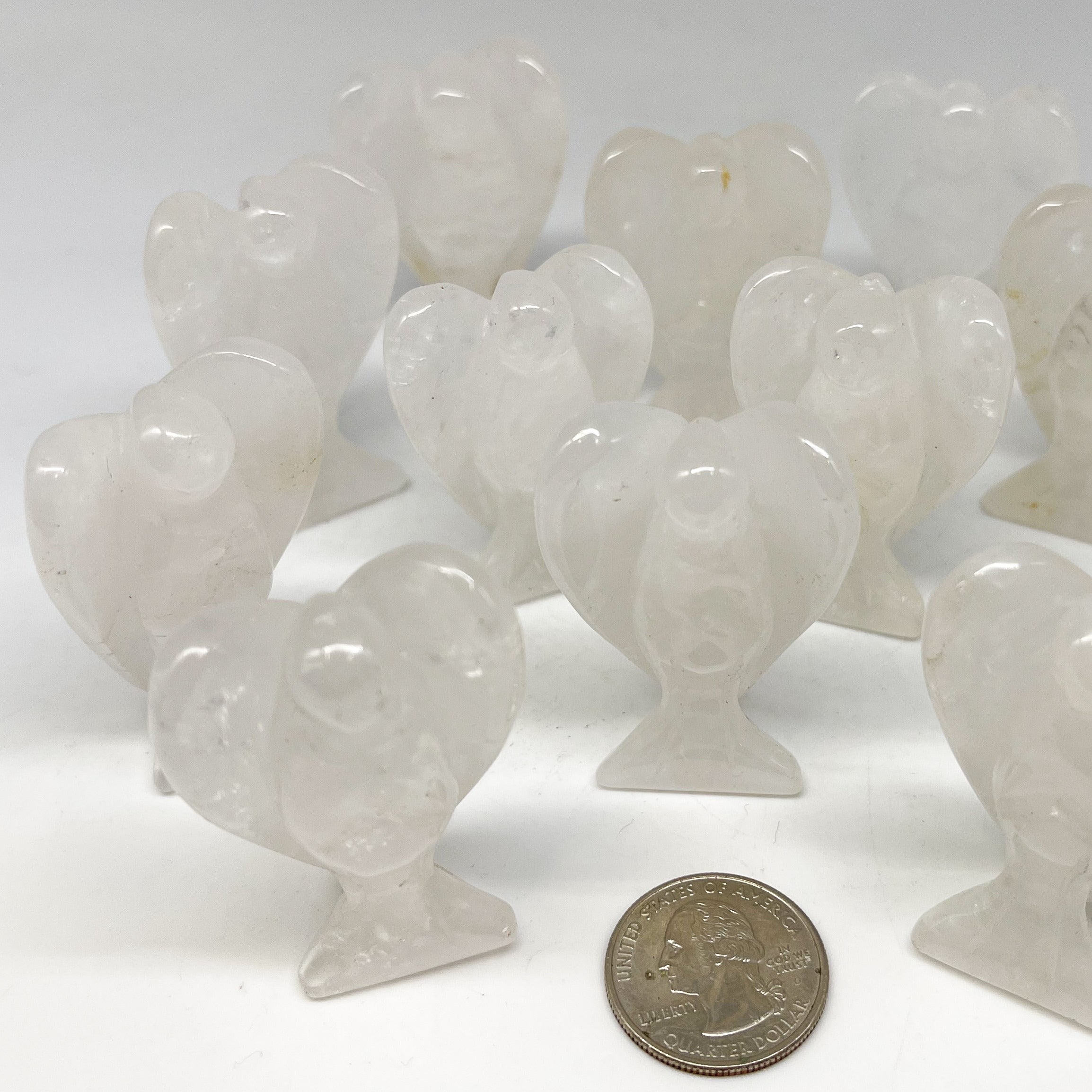 Milky Quartz Crystal Angel Carvings | Wholesale