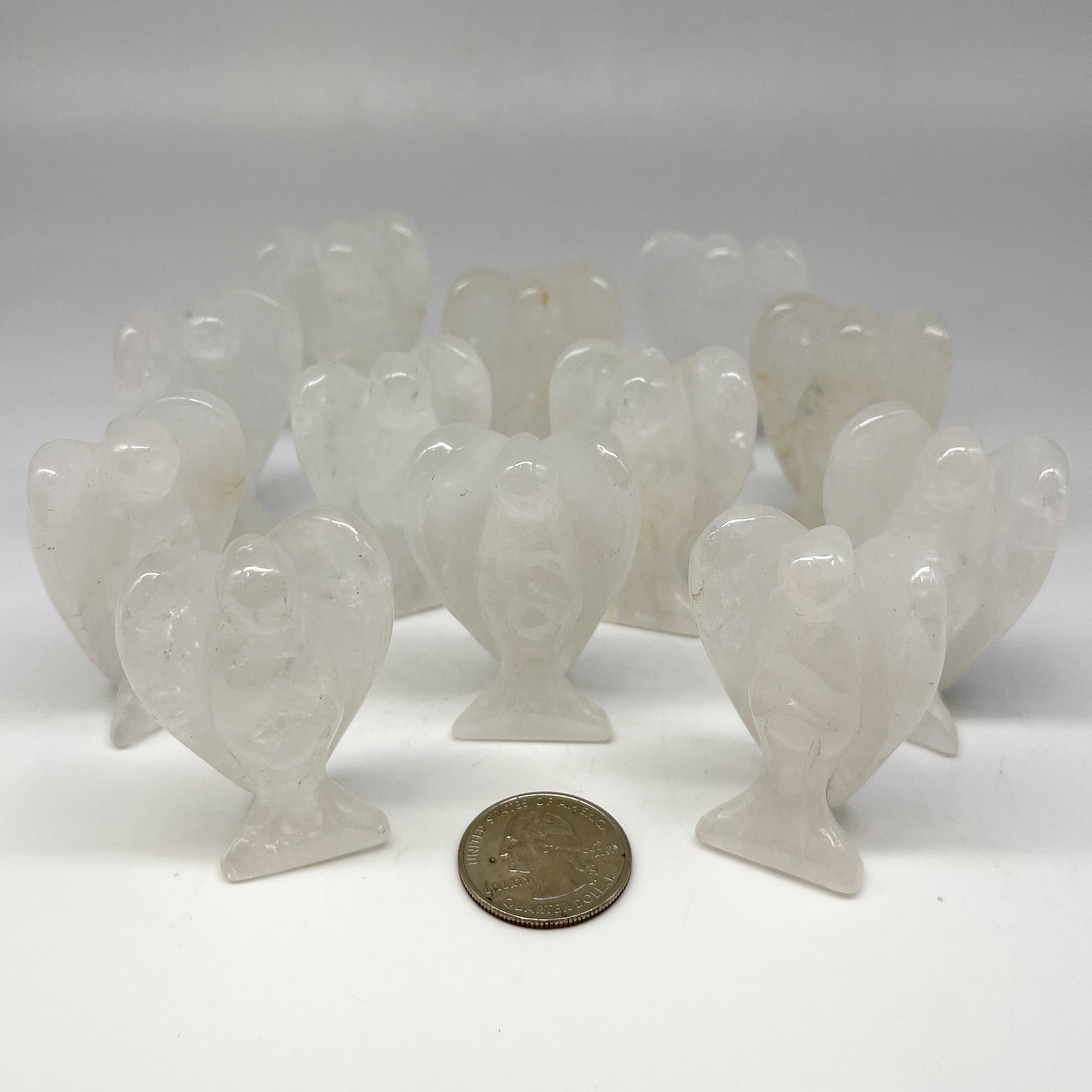 Milky Quartz Crystal Angel Carvings | Wholesale