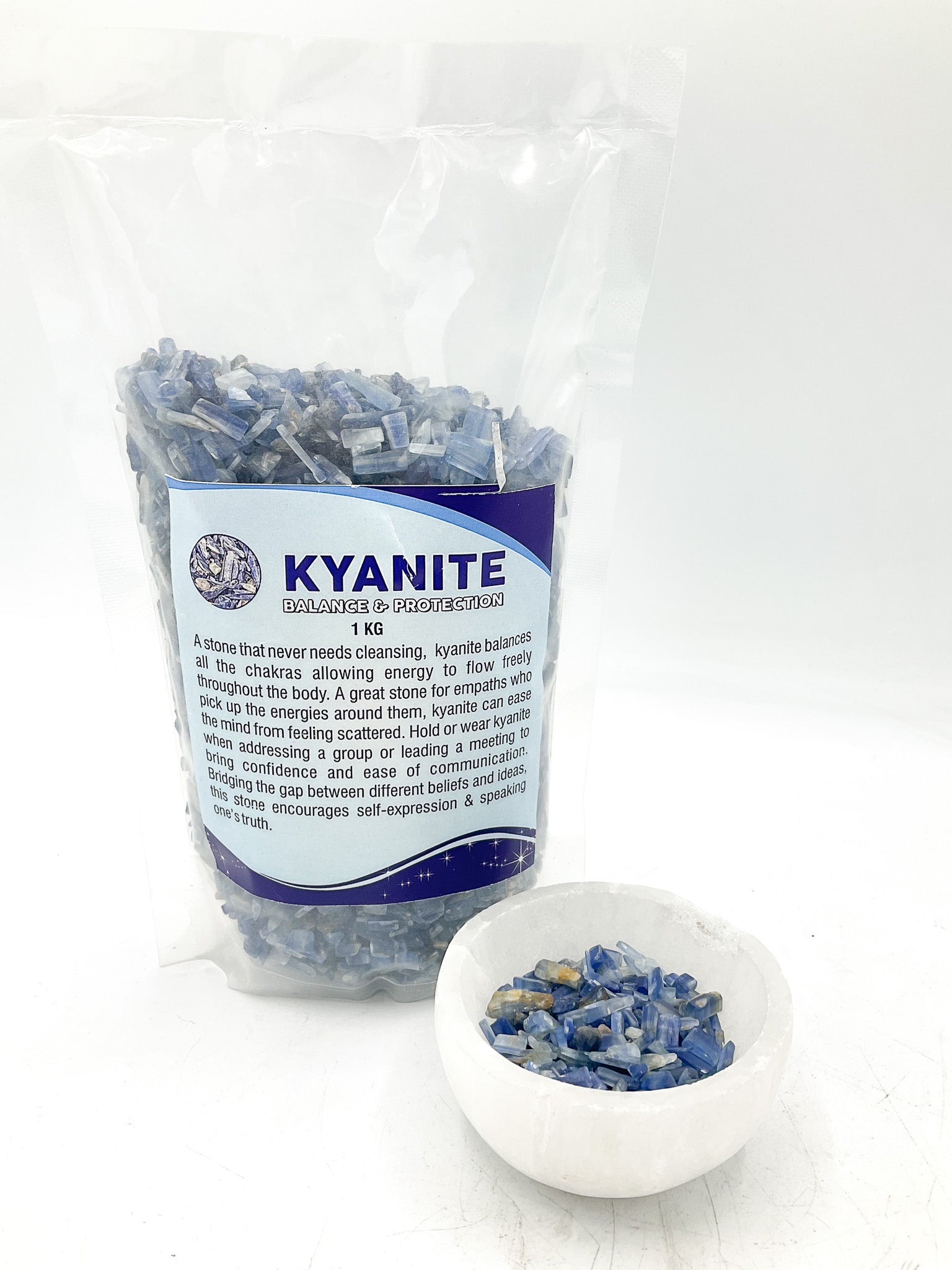 Blue Kyanite Crystal Healing Chips Decor Bag Bulk