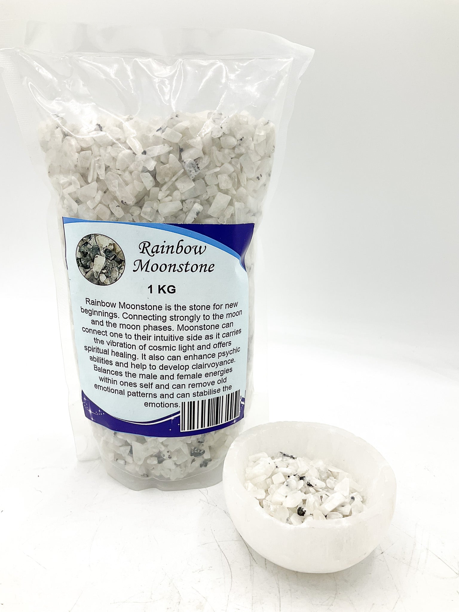 Rainbow Moonstone Crystal Healing Chips Decor Bag Bulk