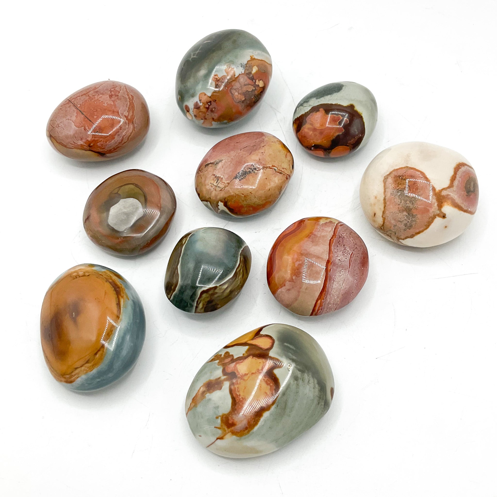 polychrome jasper crystal healing palm stones