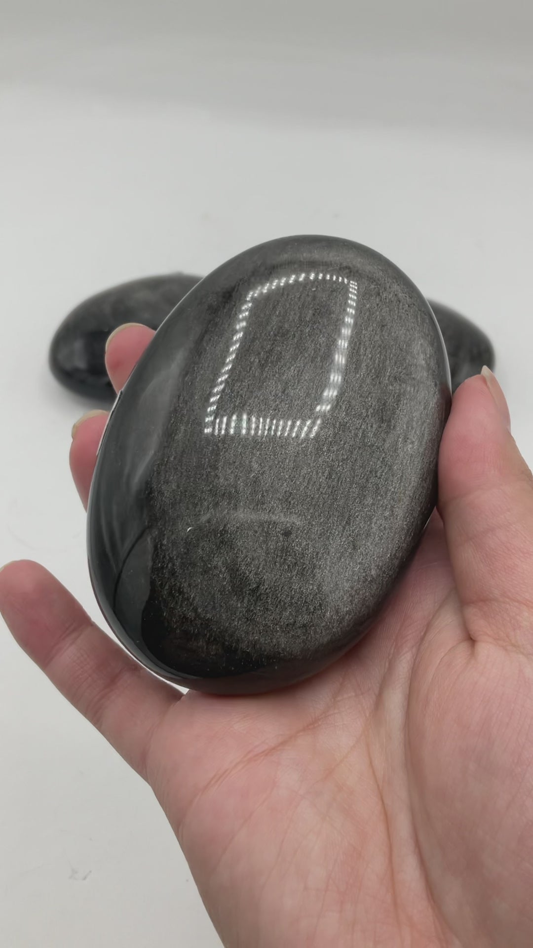 Amazing Flash Silver Sheen Obsidian Large Palm Stones Protection Empowerment Crystal Healing