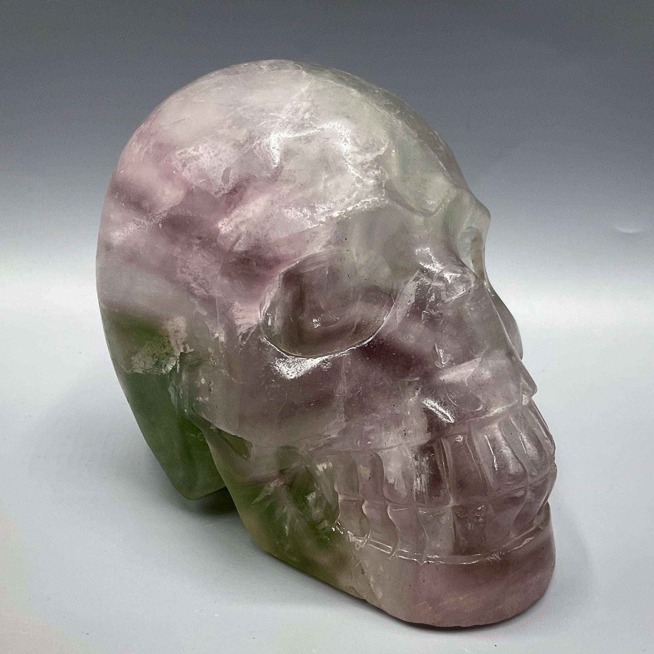 Rainbow Fluorite Crystal Skull Carving  | High Quality  | 5inch