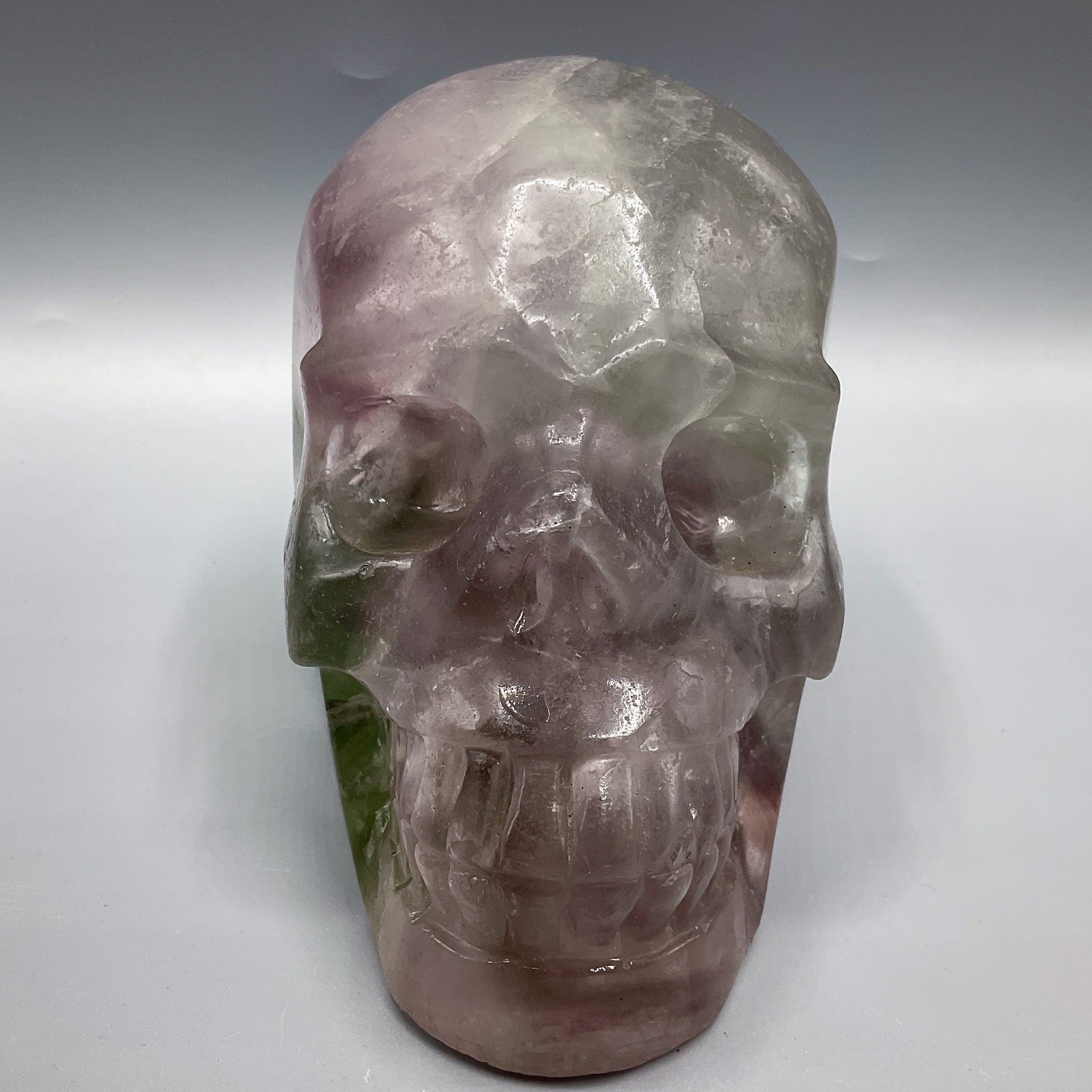 Rainbow Fluorite Crystal Skull Carving  | High Quality  | 5inch