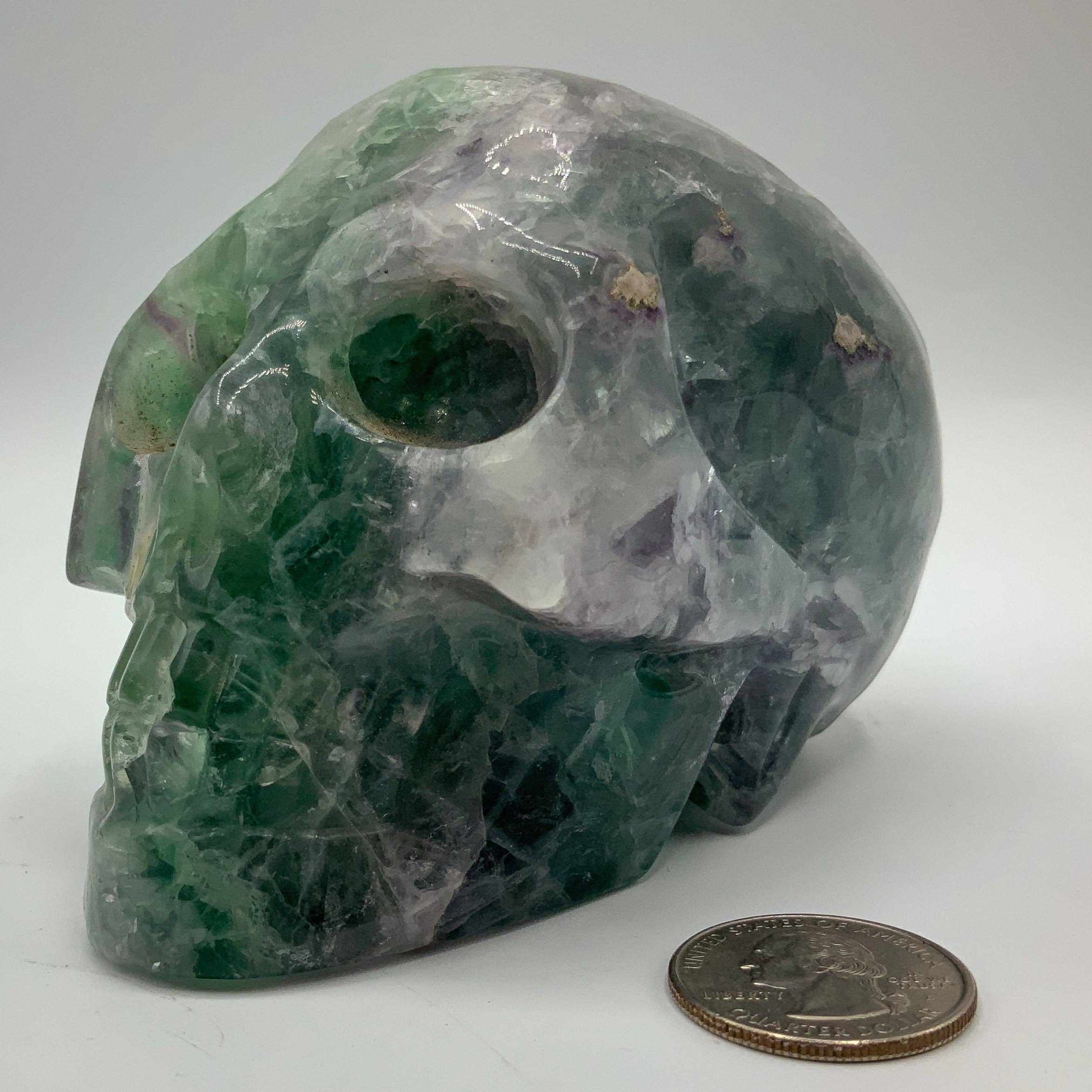 Rainbow Fluorite Crystal Skull Carving | High Quality | 4.5inch