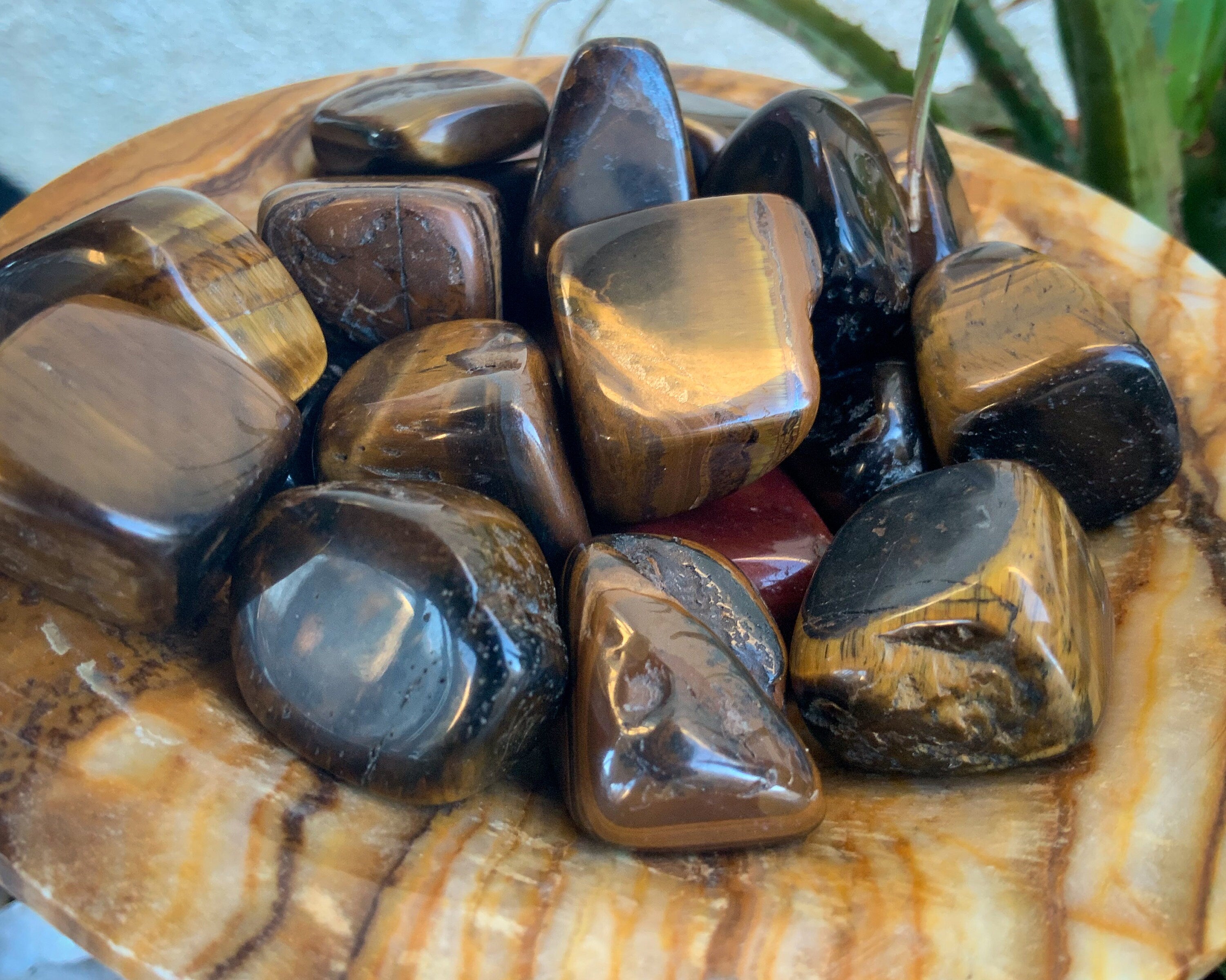 Tiger's eye tumbled stone tumbled tigers eye pebble polished pocket stone